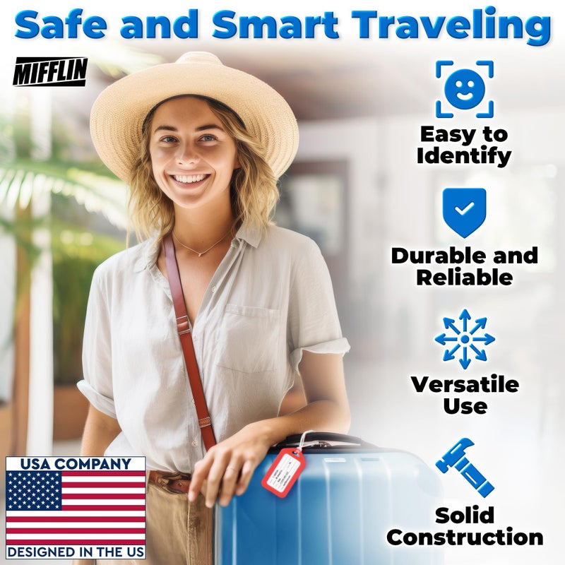 Mifflin-USA - Luggage Tags - Red, 50 PK - Bag Tag for Baggage - Suitcase Accessory Bulk - Image 2